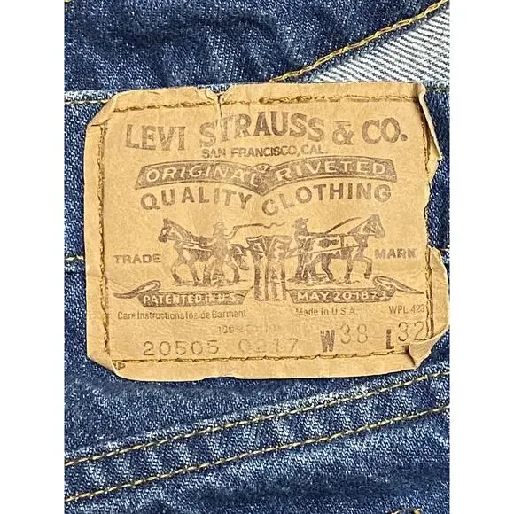 Vintage Levis 38x32 Orange Tab 20505-0217 Blue Denim Levis Zipper 80s